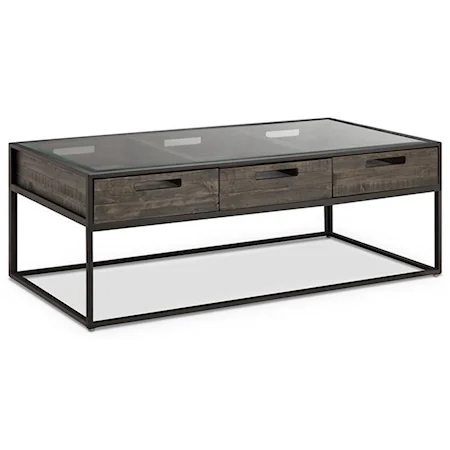 Rectangular Cocktail Table with Glass Top